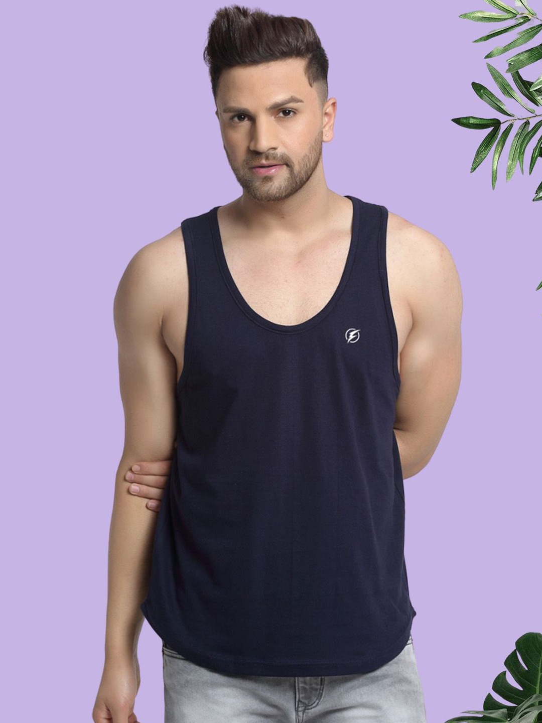 

Friskers Round Neck Gym Vest 230924C-17, Navy blue