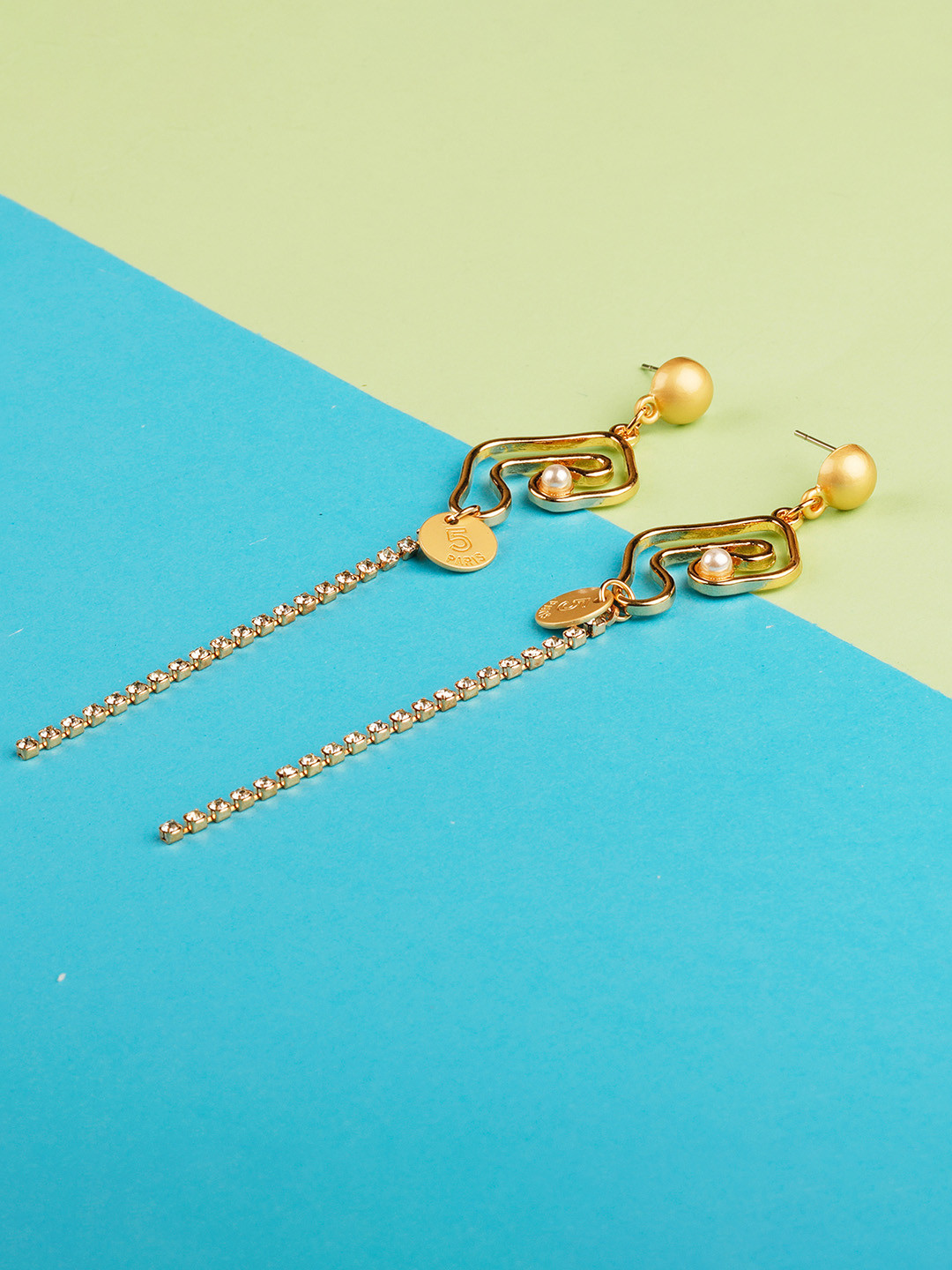 

Silver Shine Gold Plated Contemporary Drop Earrings