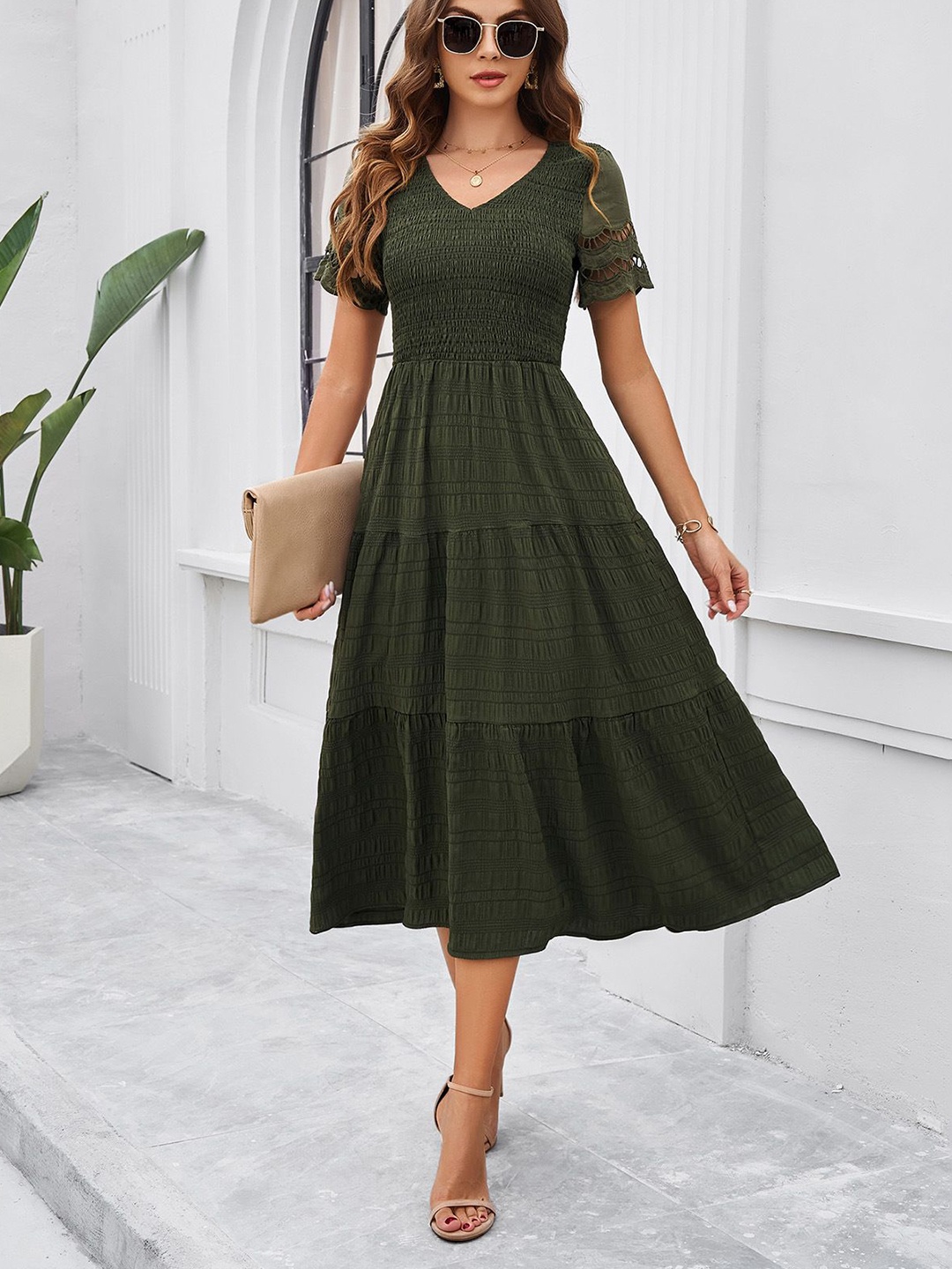 

StyleCast Women A-Line Midi Dress, Green