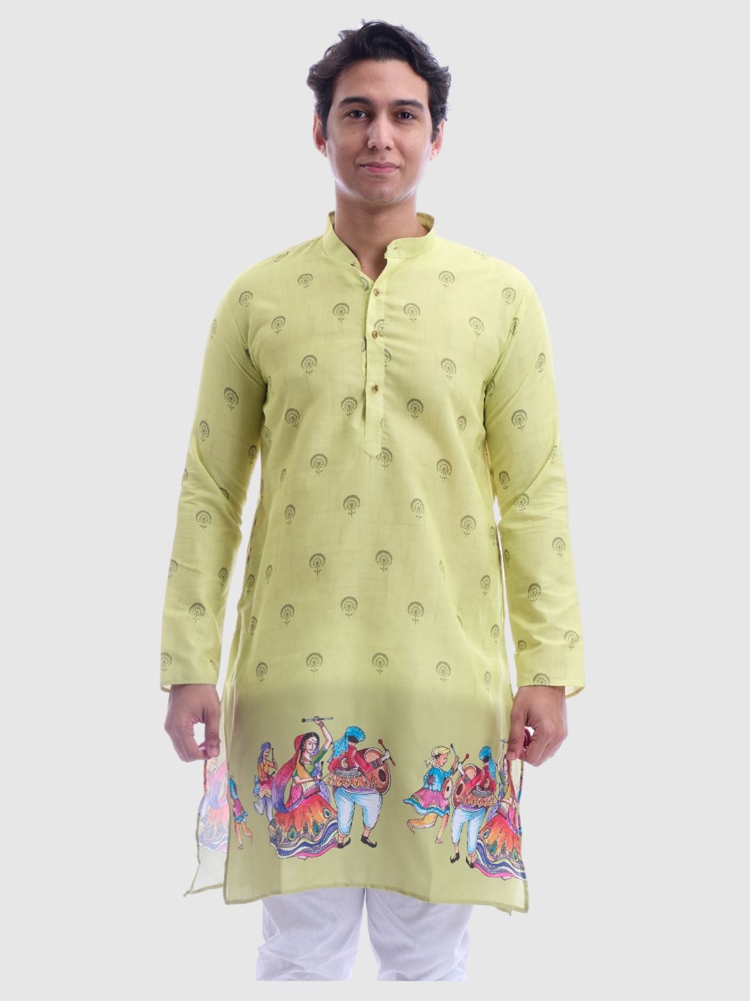 

Maharaja Men Ethnic Motifs Printed Thread Work Kurta, Green