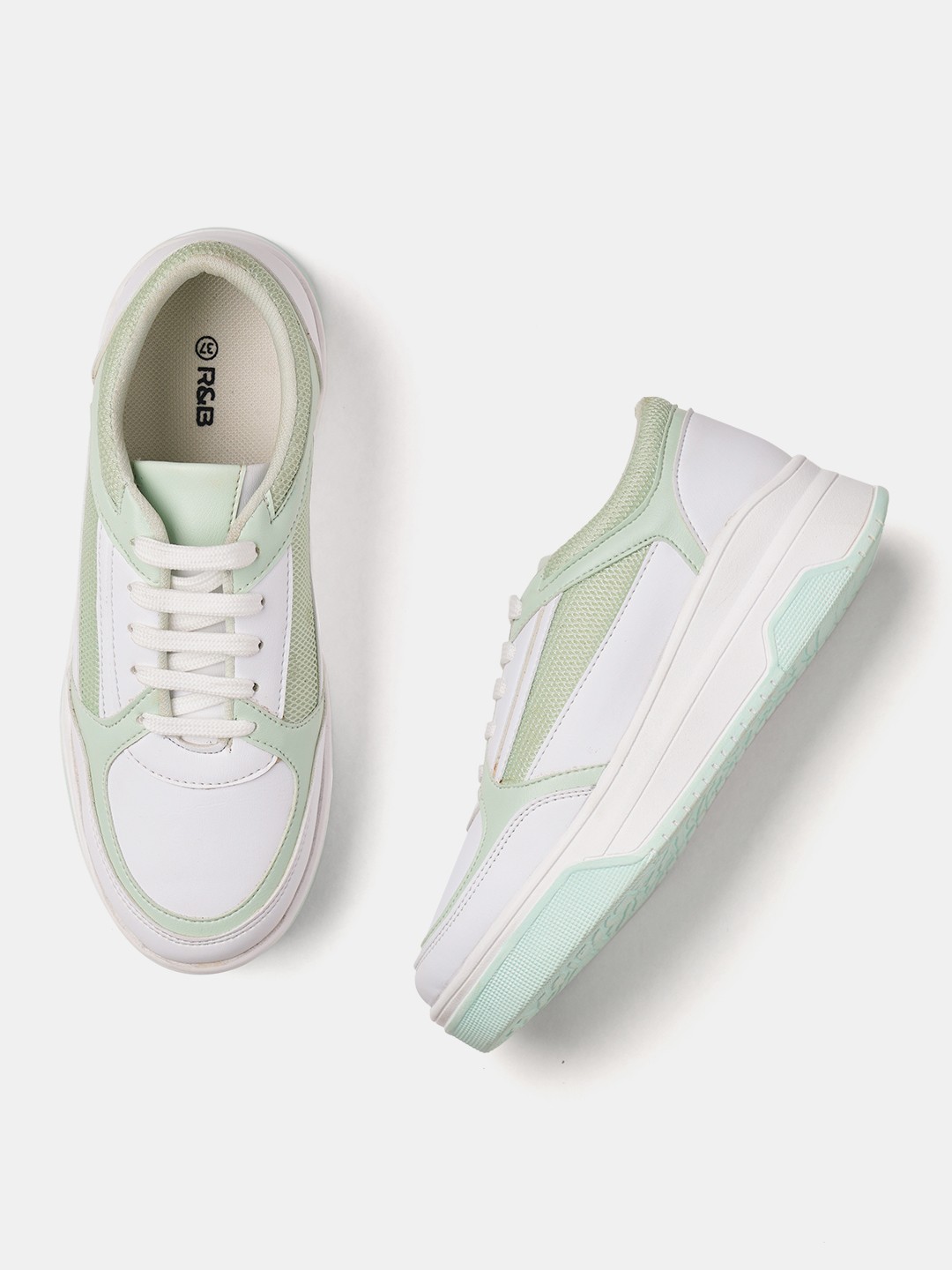 

R&B Women Colourblocked PU Sneakers, Green