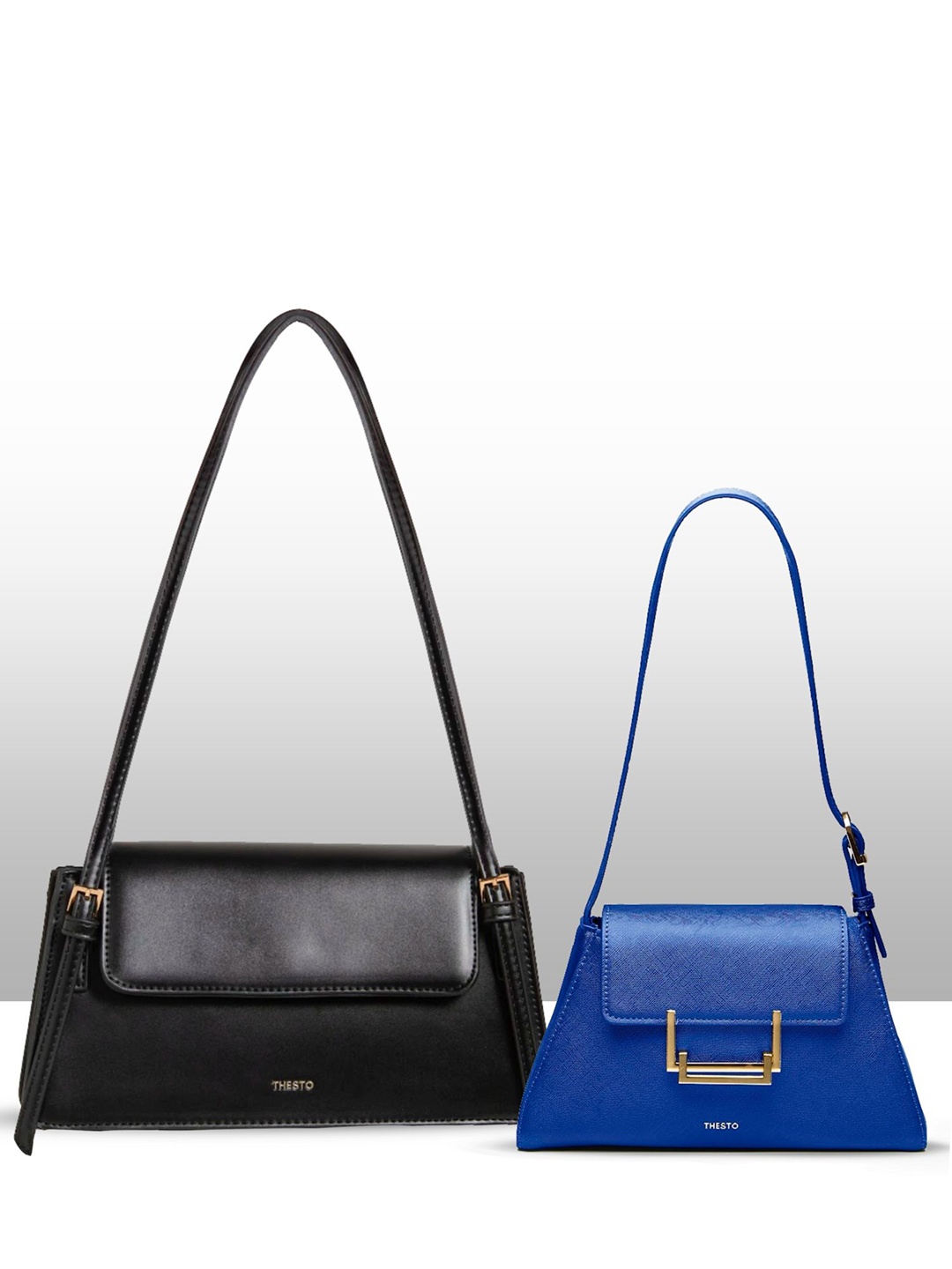

THESTO Pack Of 2 Solid Shoulder Bags, Black
