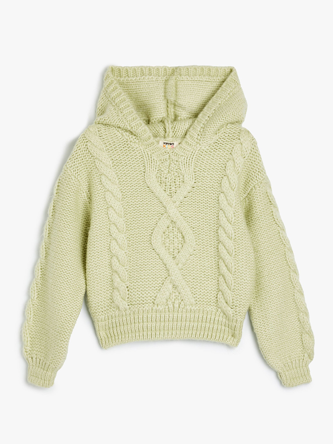 

Koton Girls Hood Open Knit Pullover Sweater, Green