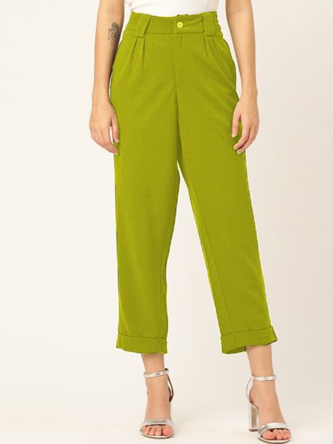 

DressBerry Women Classic Pleated Trousers, Green
