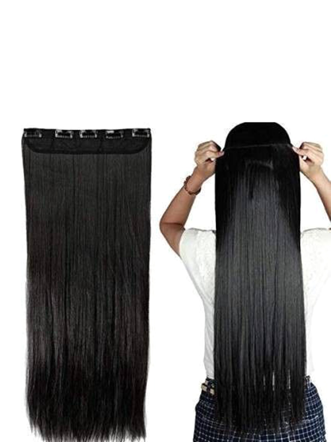 

ABRISH Clip-In Straight Locks Hair Extension - Black - 24 Inch