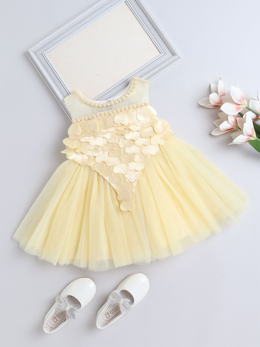 

The Magic Wand Girls Embellished Fit & Flare Party Dress, Yellow