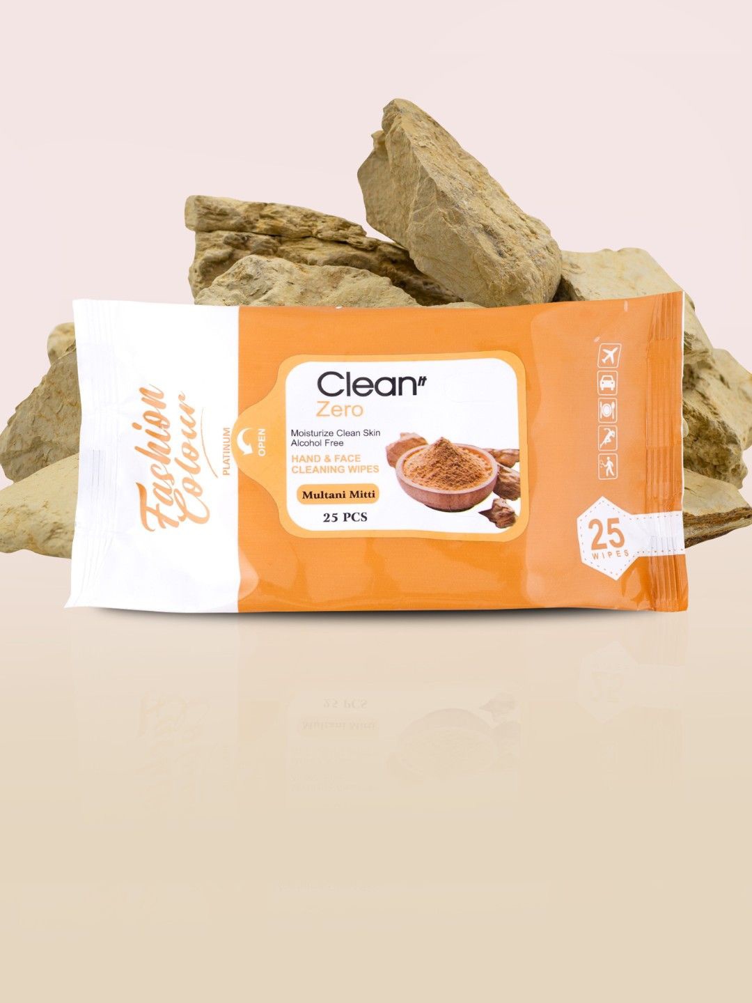 

Fashion Colour Platinum Clean It Zero Multani Mitti Cleaning Wipes - 25 Pcs, Orange