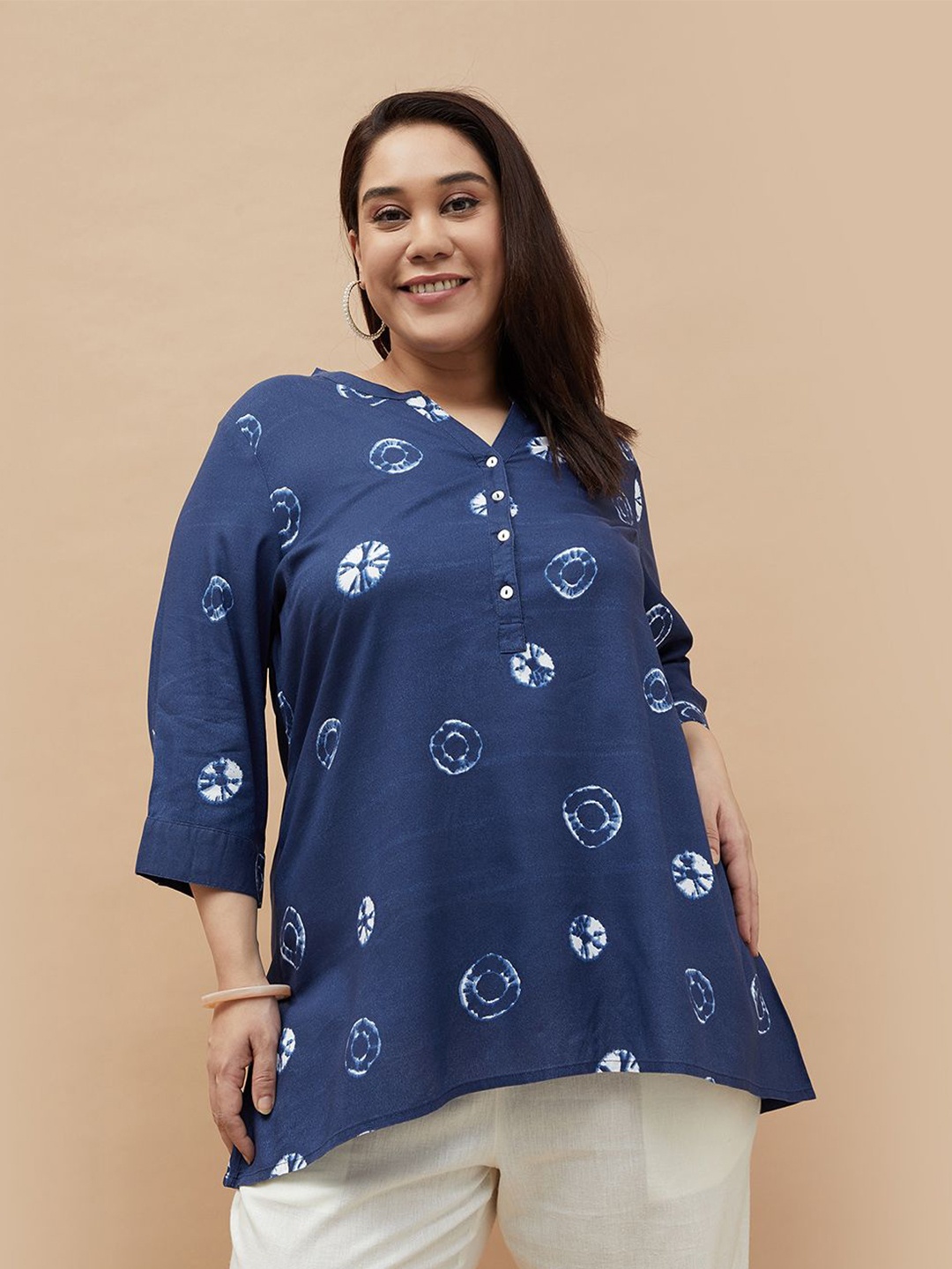 

Moiree by Lifestyle Women Geometric Printed Plus Size Tunic, Blue
