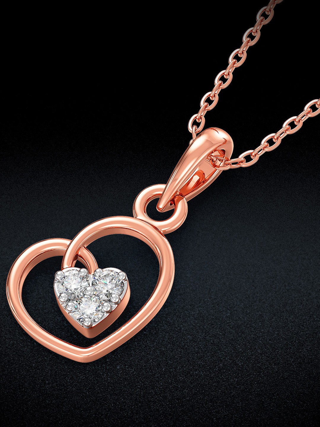 

Joyalukkas 18KT Intertwined Love Charm Diamond Pendent, Rose gold