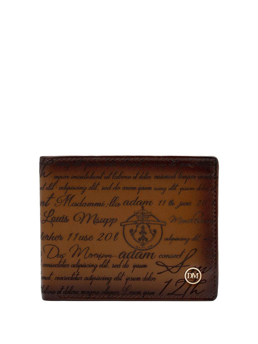 

Da Milano Men Typography Printed Leather Two Fold Wallet, Brown
