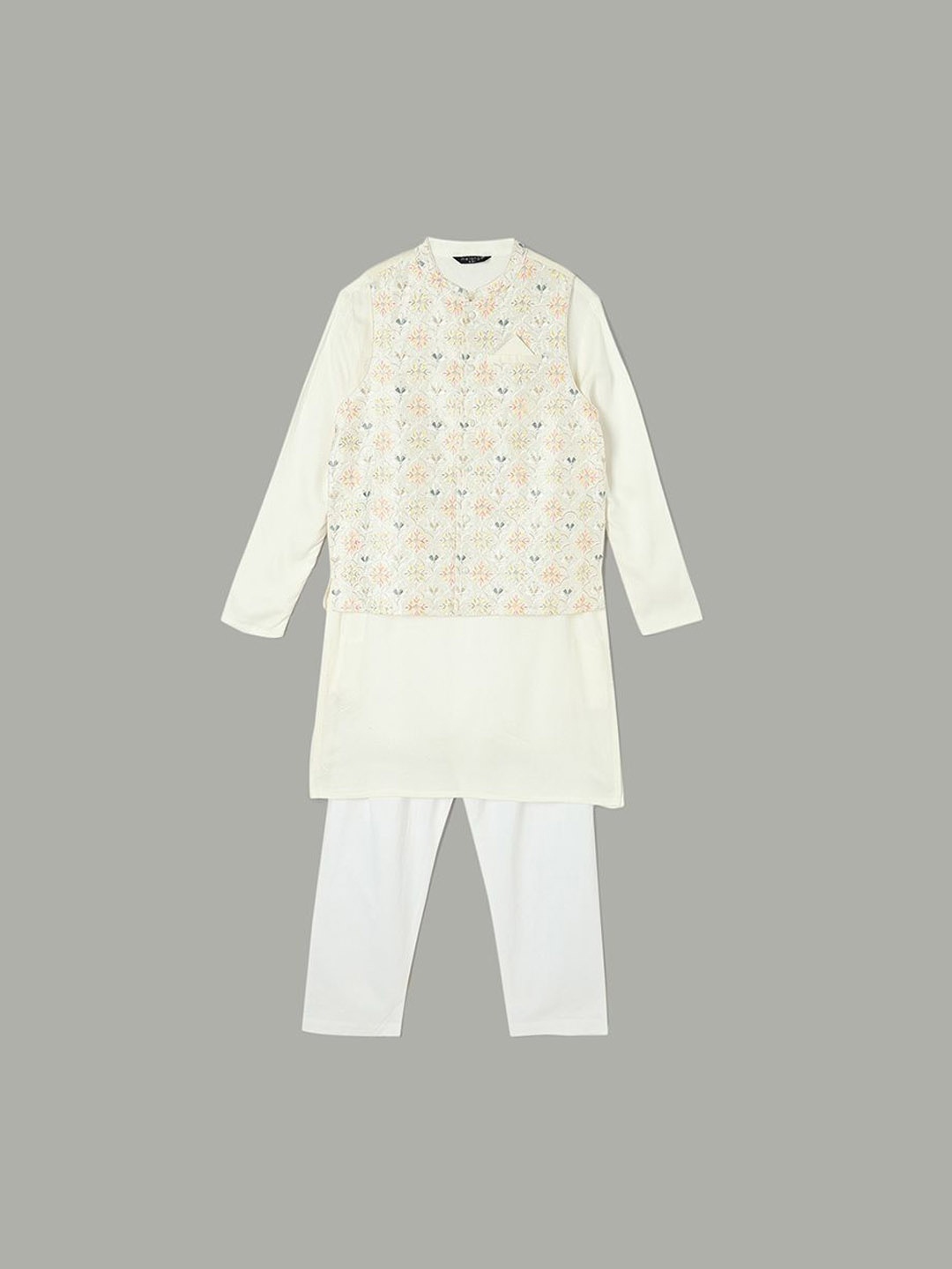 

Melange by Lifestyle Boys Mandarin Collar Kurta with Pyjama, White