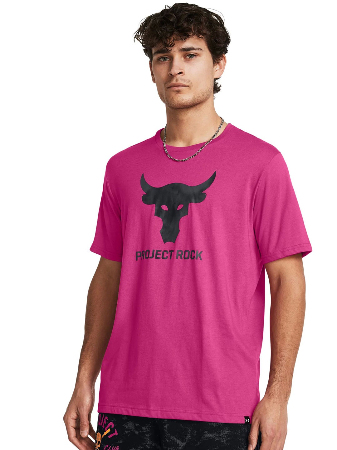 

UNDER ARMOUR Men Graphic Printed Round Neck Cotton T-shirt, Pink