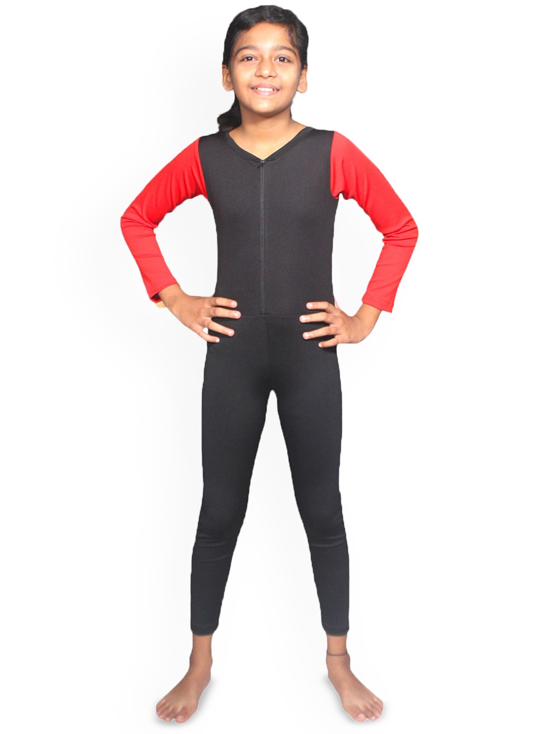 

Aqua Holic Girls Colorblocked Round Neck Legsuit, Black