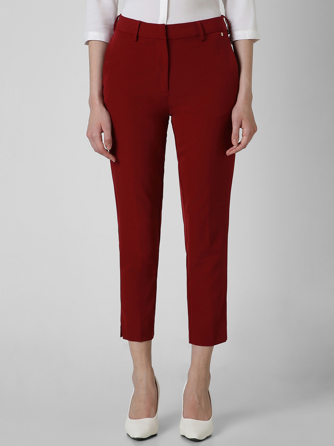 

Van Heusen Woman Women Slim Fit Trousers, Maroon