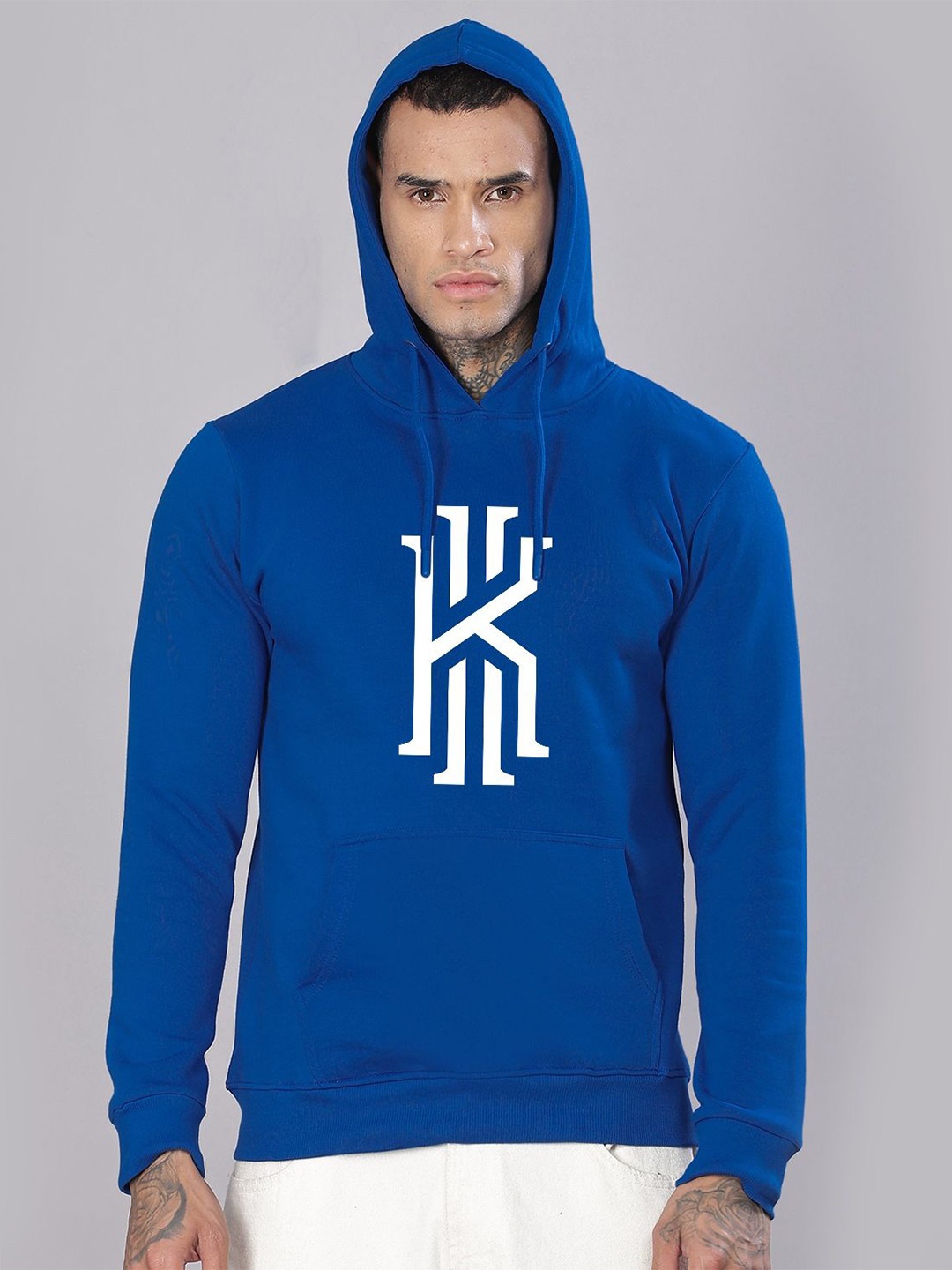 

ADRO Men Graphic Printed Hood Cotton Pullover Sweatshirt, Blue