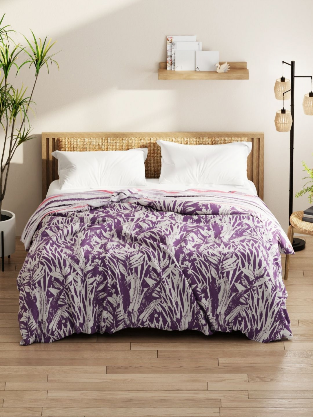 

KOPA Classic Cotton Lavender & Grey Floral Microfiber AC Room 120 GSM Double Bed Comforter