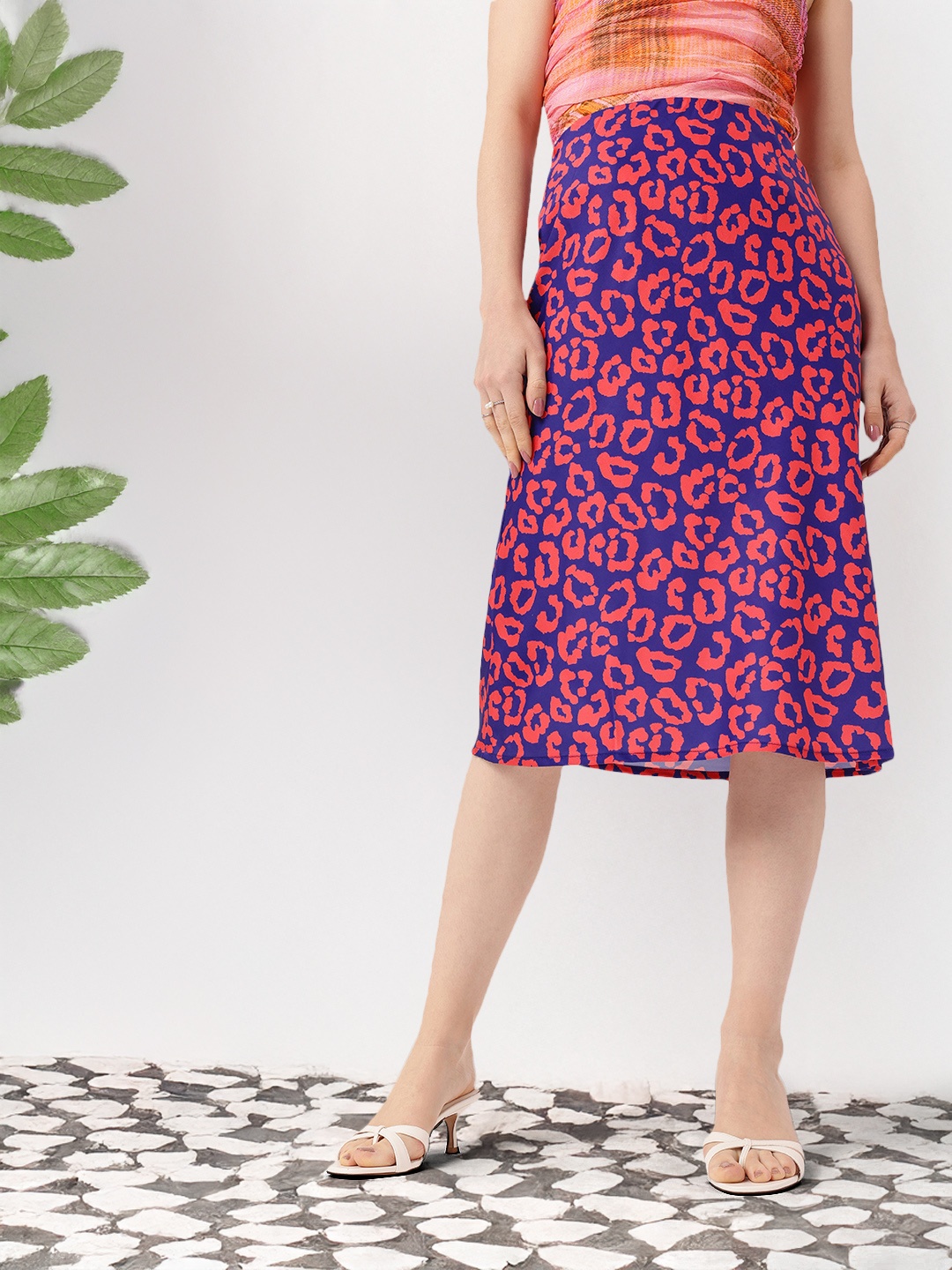 

DressBerry Fierce & Feminine A-Line Midi Skirt, Blue