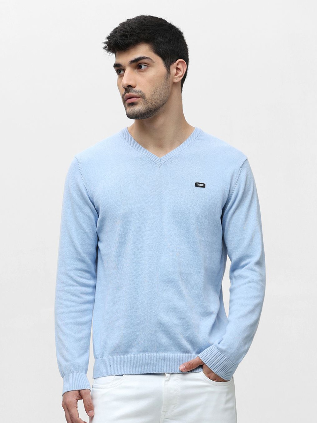 

Klub Fox Men Solid V-Neck Cotton Pullover Ribbed Sweater, Blue