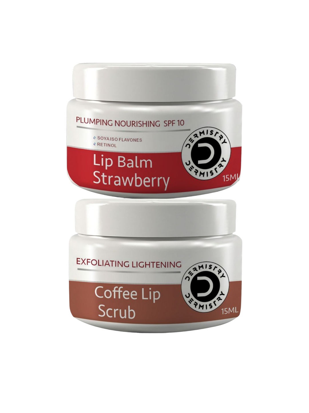 

DERMISTRY Set Of 2 SPF10 Strawberry Lip Balm With Cocoa Lip Scrub - 15 ml Each, Red