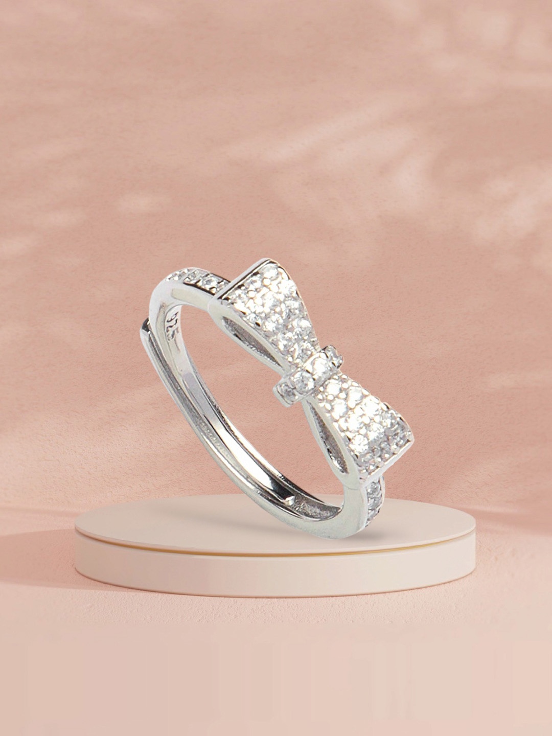 

De Flossy Silver Unisex 925 Sterling CZ-Studded Adjustable Finger Ring