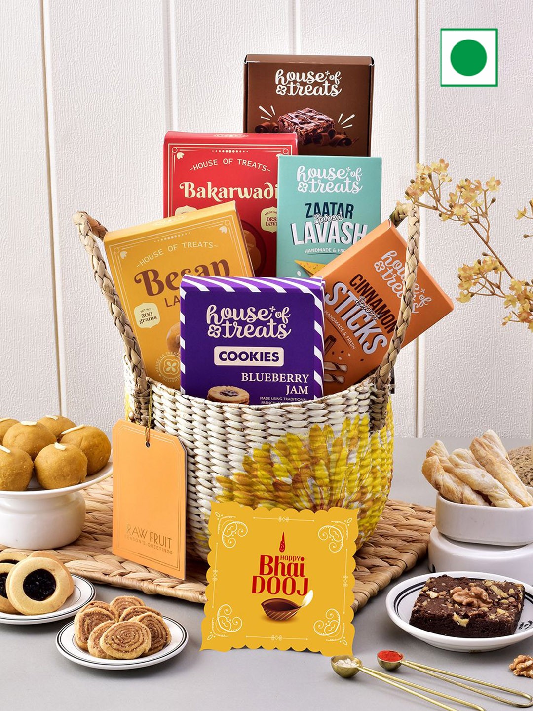 

RawFruit Set Of 6 Sweet & Cookies Gift Basket, Brown