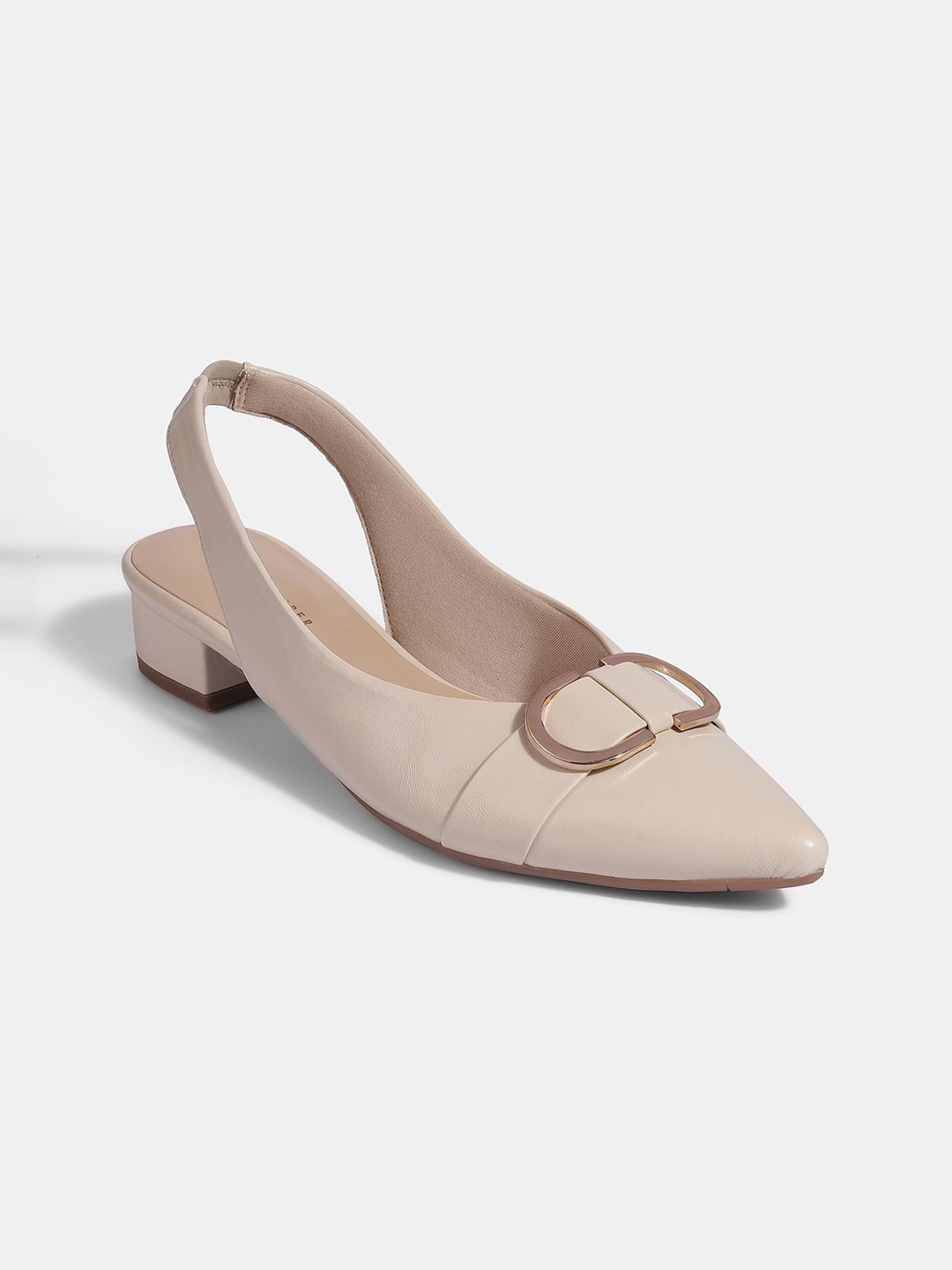 

LEMON & PEPPER Block Sandals with Buckles, Off white
