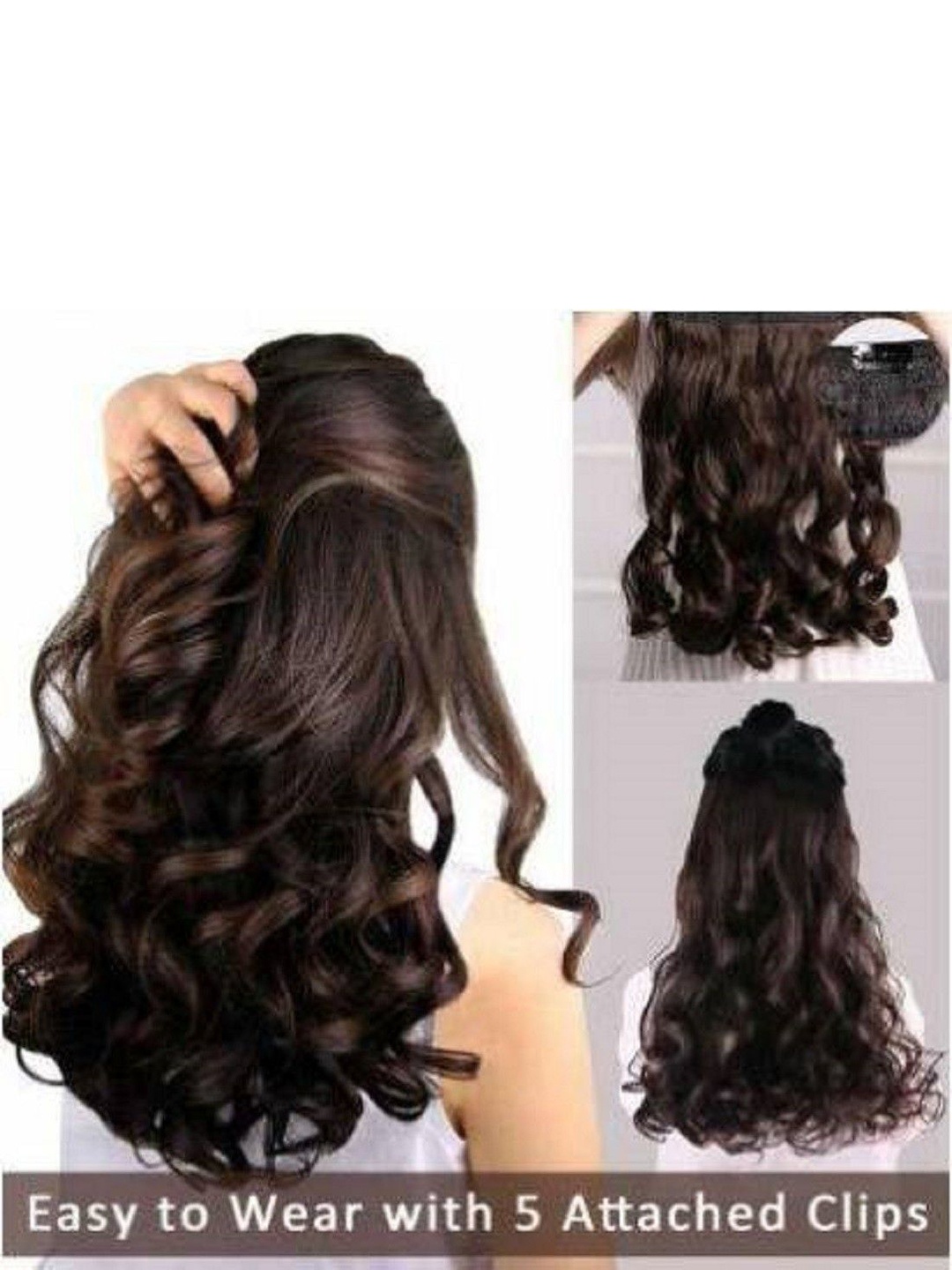 

HAVEREAM Clip In Locks Wavy Hair Extension - Brown - 24 Inch