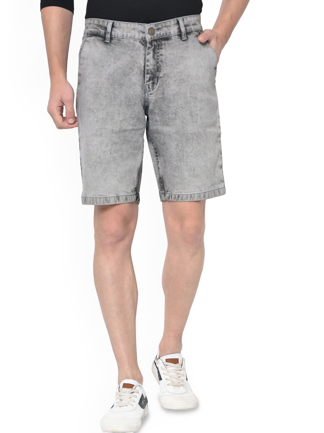 

STUDIO NEXX Men Washed Cotton Denim Denim Shorts Technology, Grey