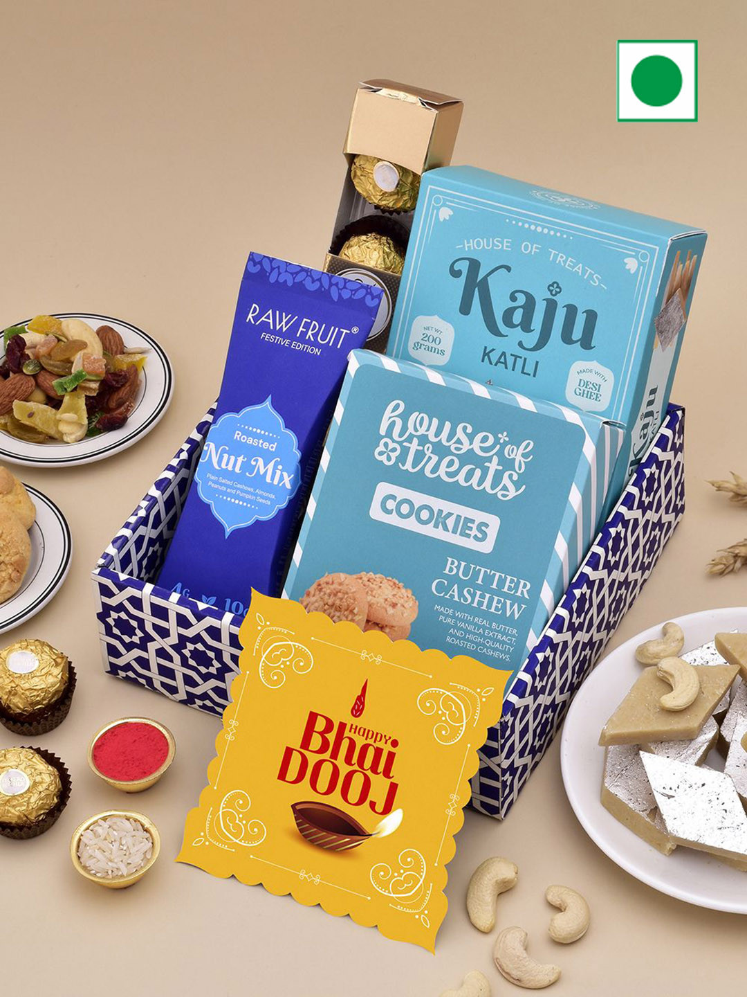 

RawFruit Set Of 4 Bhai Dooj Gift Hamper, Blue