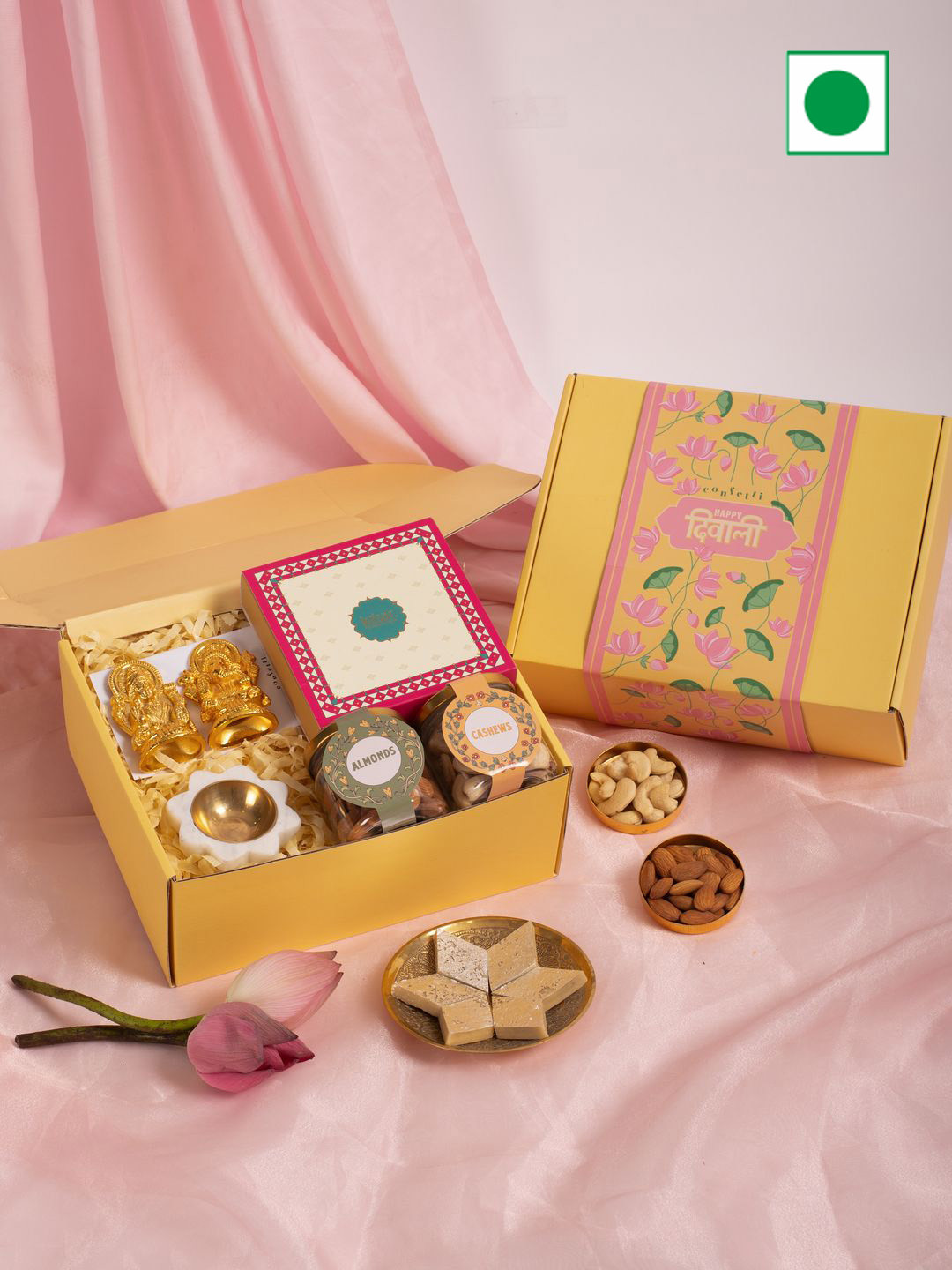 

Confetti Gifts Set Of 7 Dryfruits Diwali Gift Set, Yellow