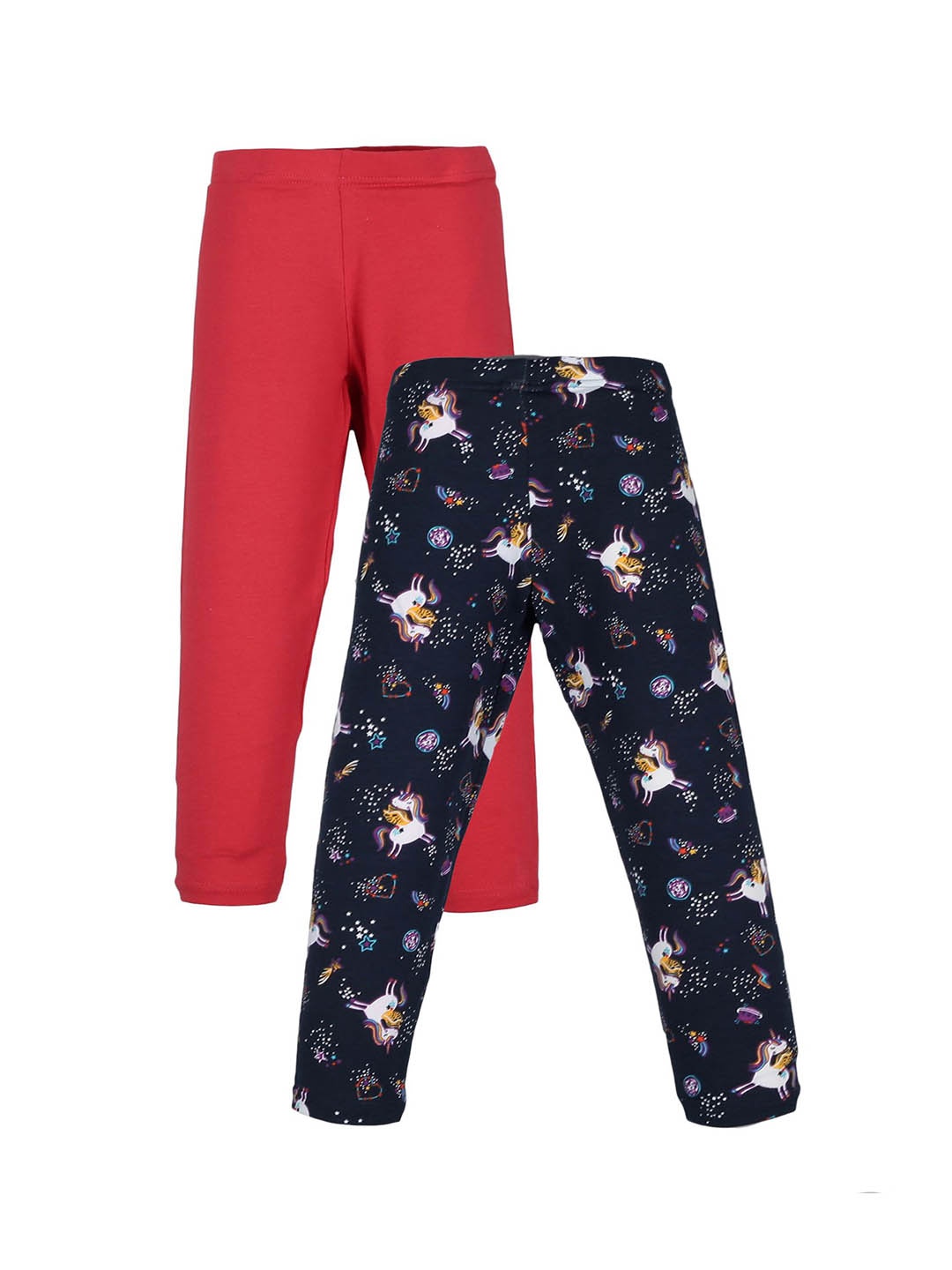 

PLUM TREE Girls Pack of 2 Mid-Rise Ankle-Length Leggings, Navy blue