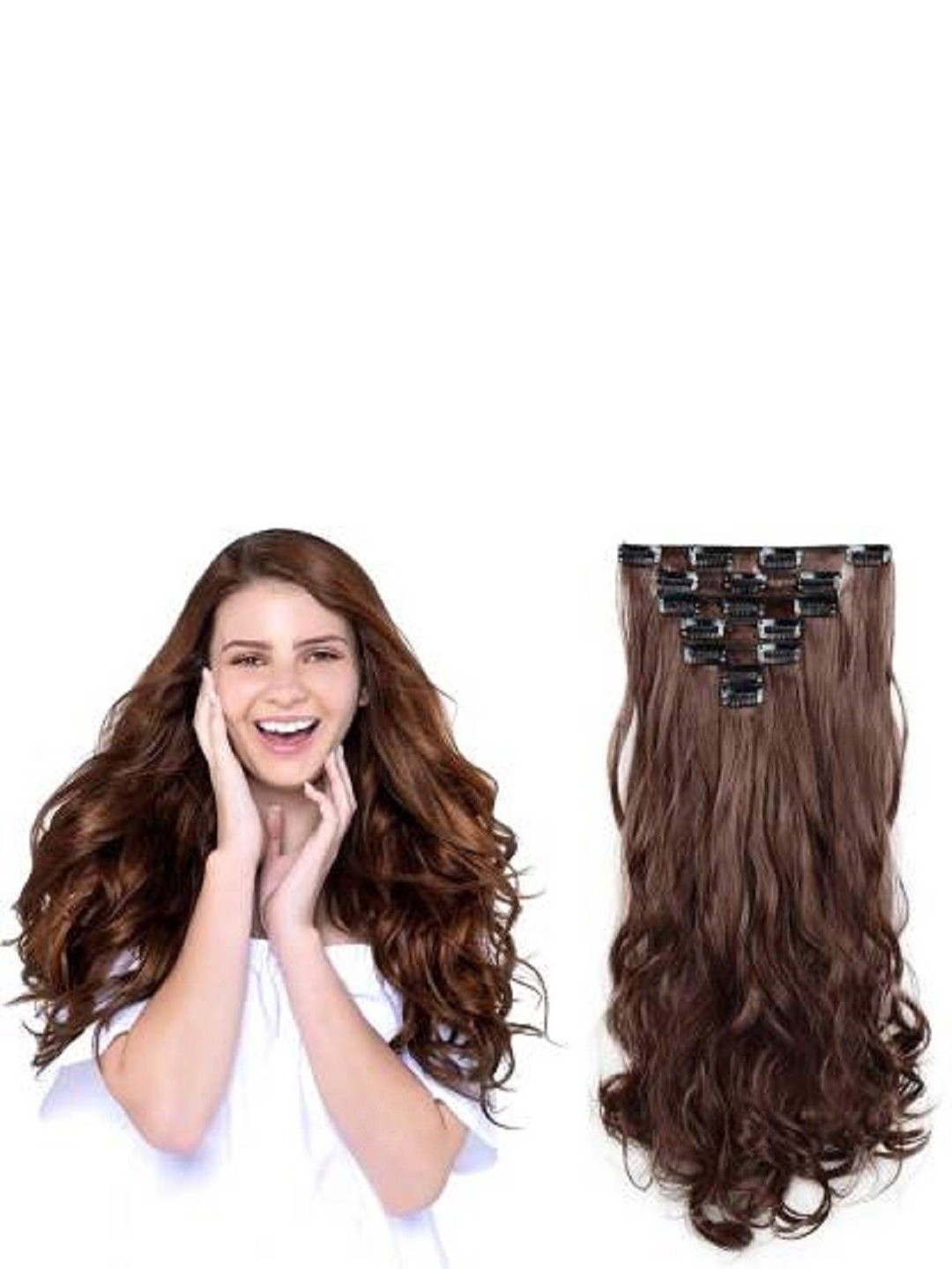 

HAVEREAM Clip-In Wavy Toupee Hair Extension - Brown - 24 Inch