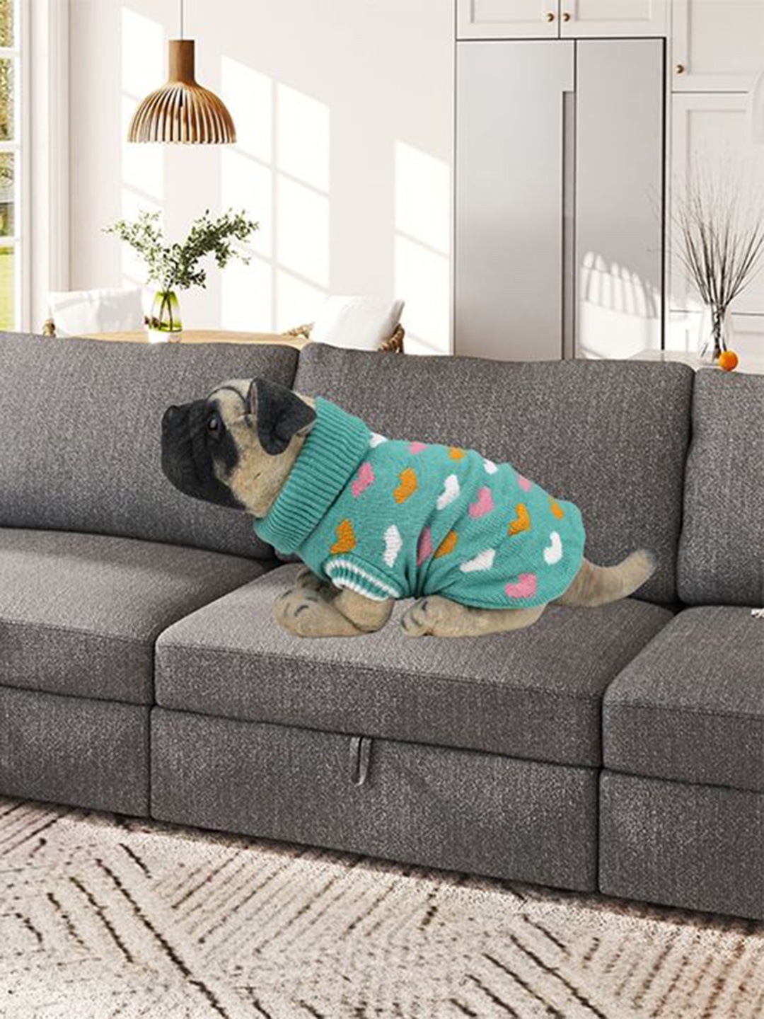 

Lulala Turtle Neck Printed Stretchable Dog Sweater, Green
