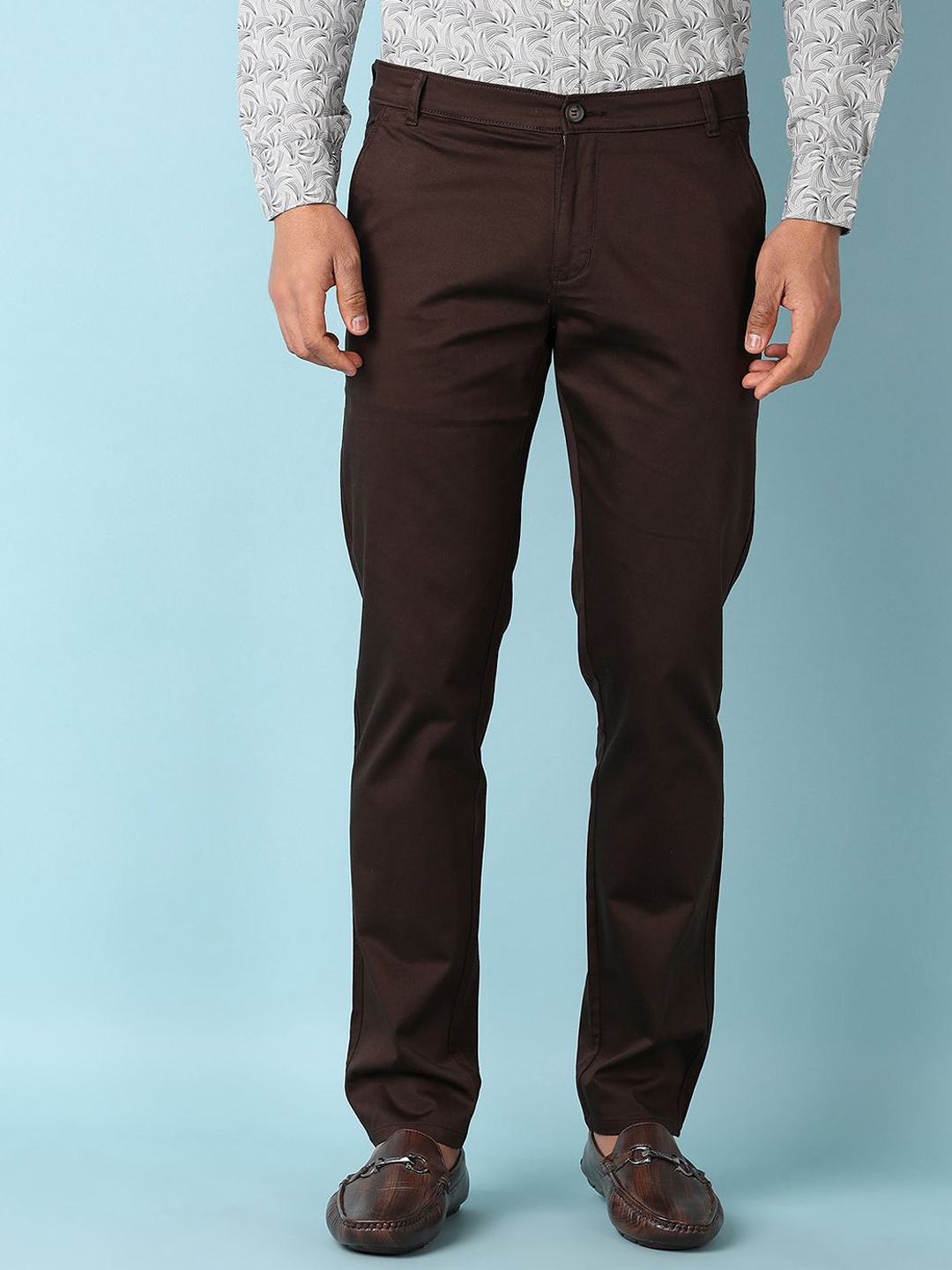 

V-Mart Men Slim Fit Chinos Trousers, Brown