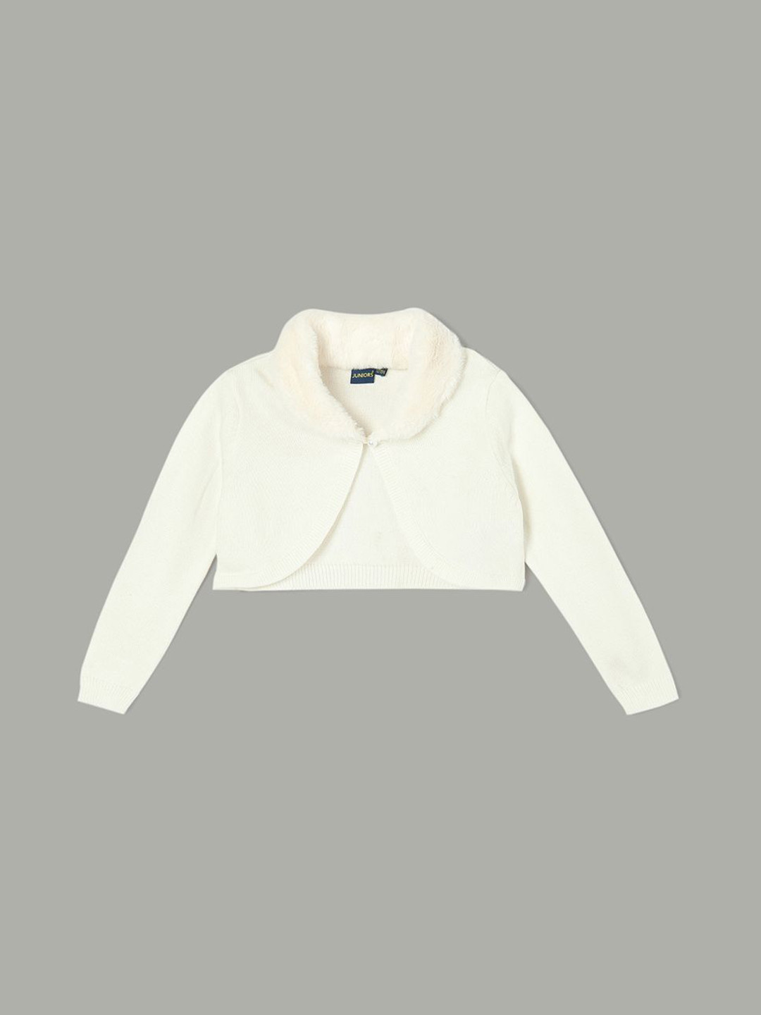 

Juniors by Lifestyle Girls Solid Peter Pan Collar Front-Open Sweater, Off white