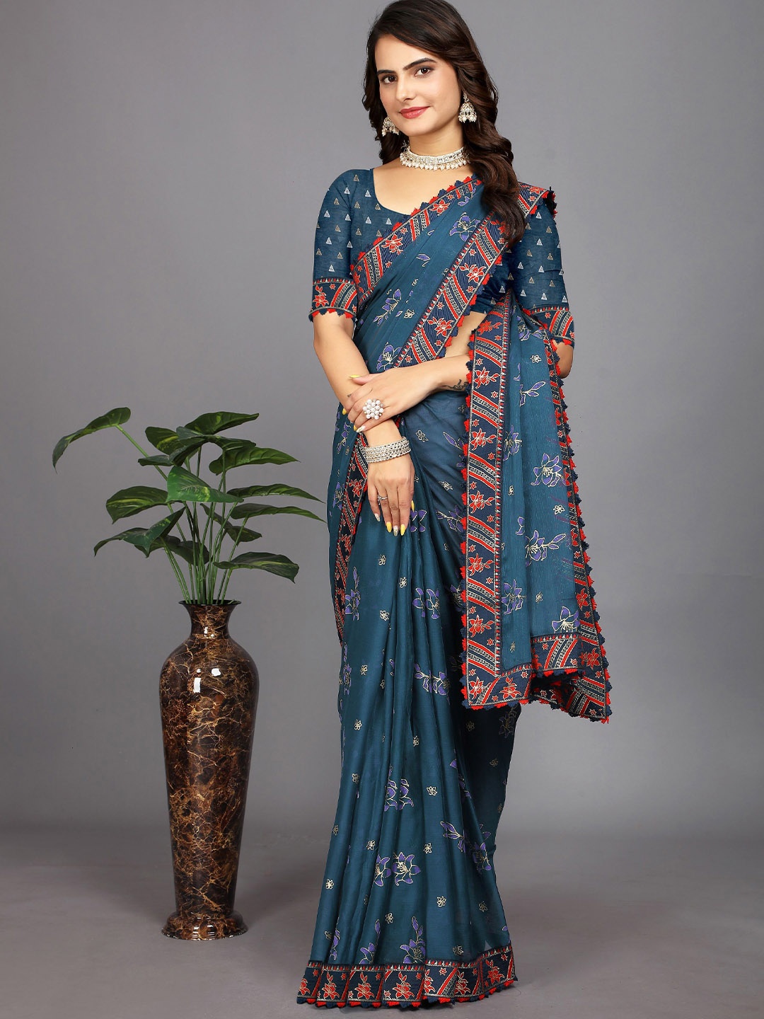 

Rhey Woven Design Zari Pure Georgette Banarasi Saree, Blue
