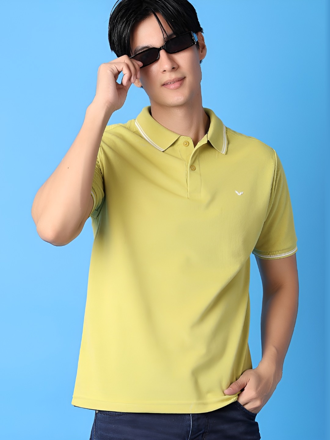 

V-Mart Men Solid Polo Collar Cotton T-shirt, Yellow