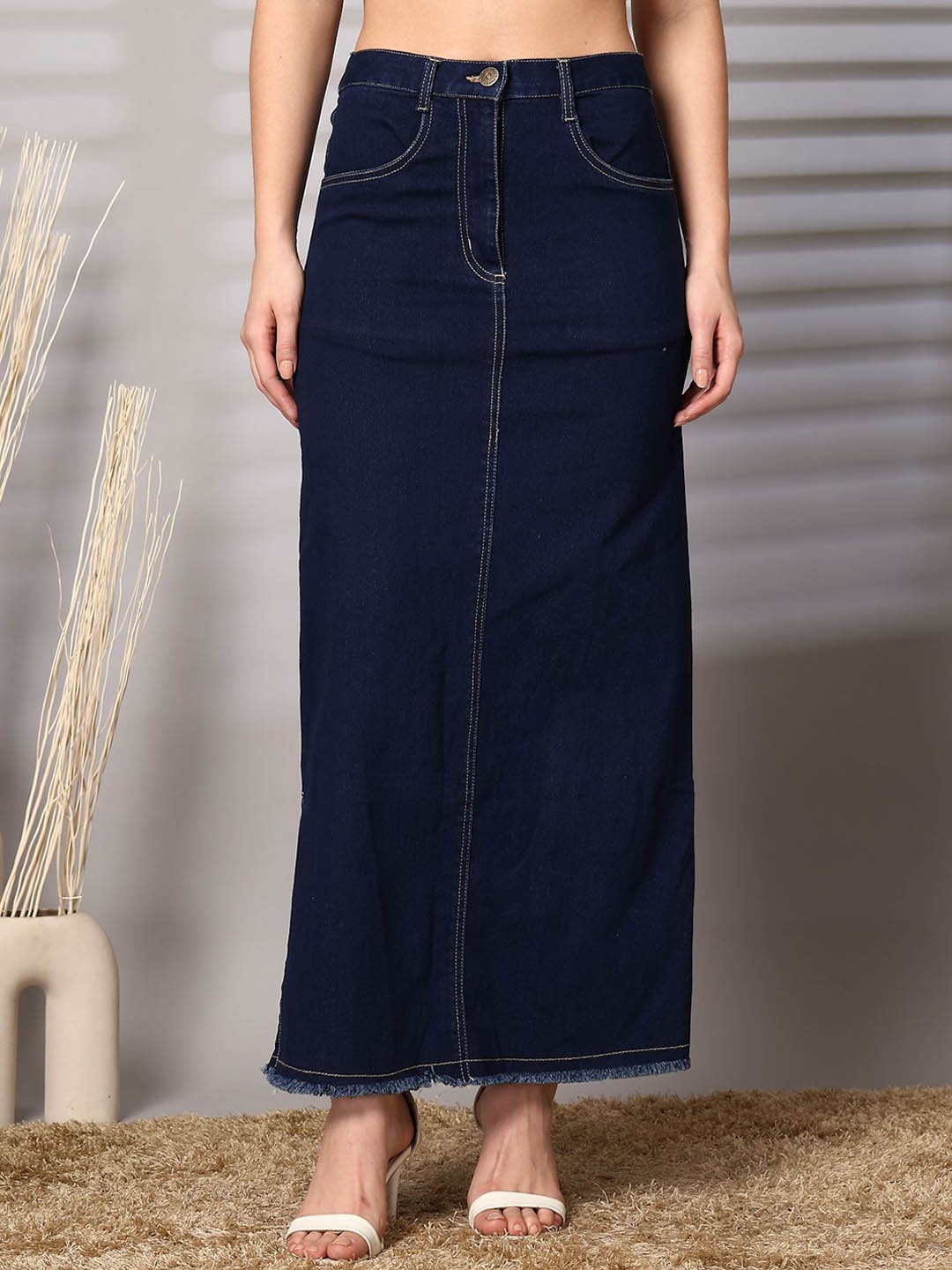 

plusS Women A-Line Maxi Skirts, Blue