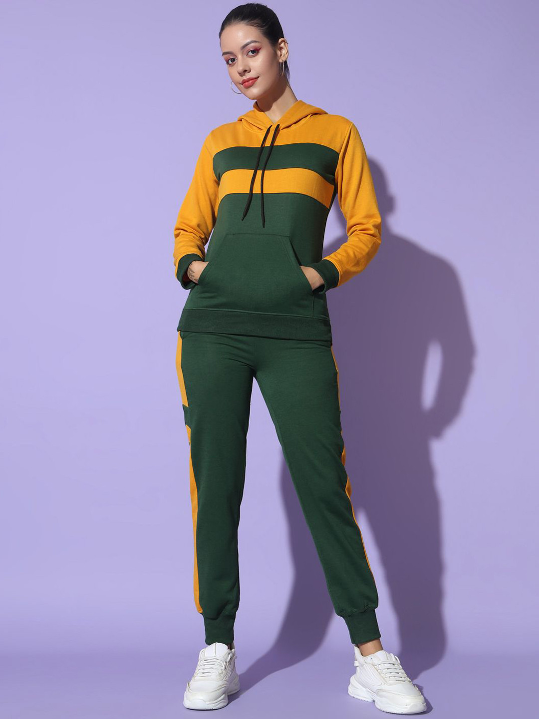 

GLITO Hoodie Colourblocked Tracksuit, Green