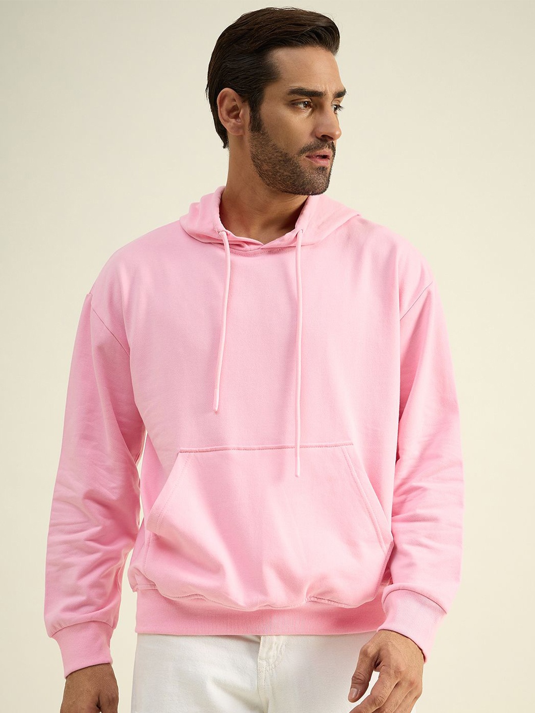 

COLOR CAPITAL Unisex Solid Hood Cotton Pullover Sweatshirt, Pink