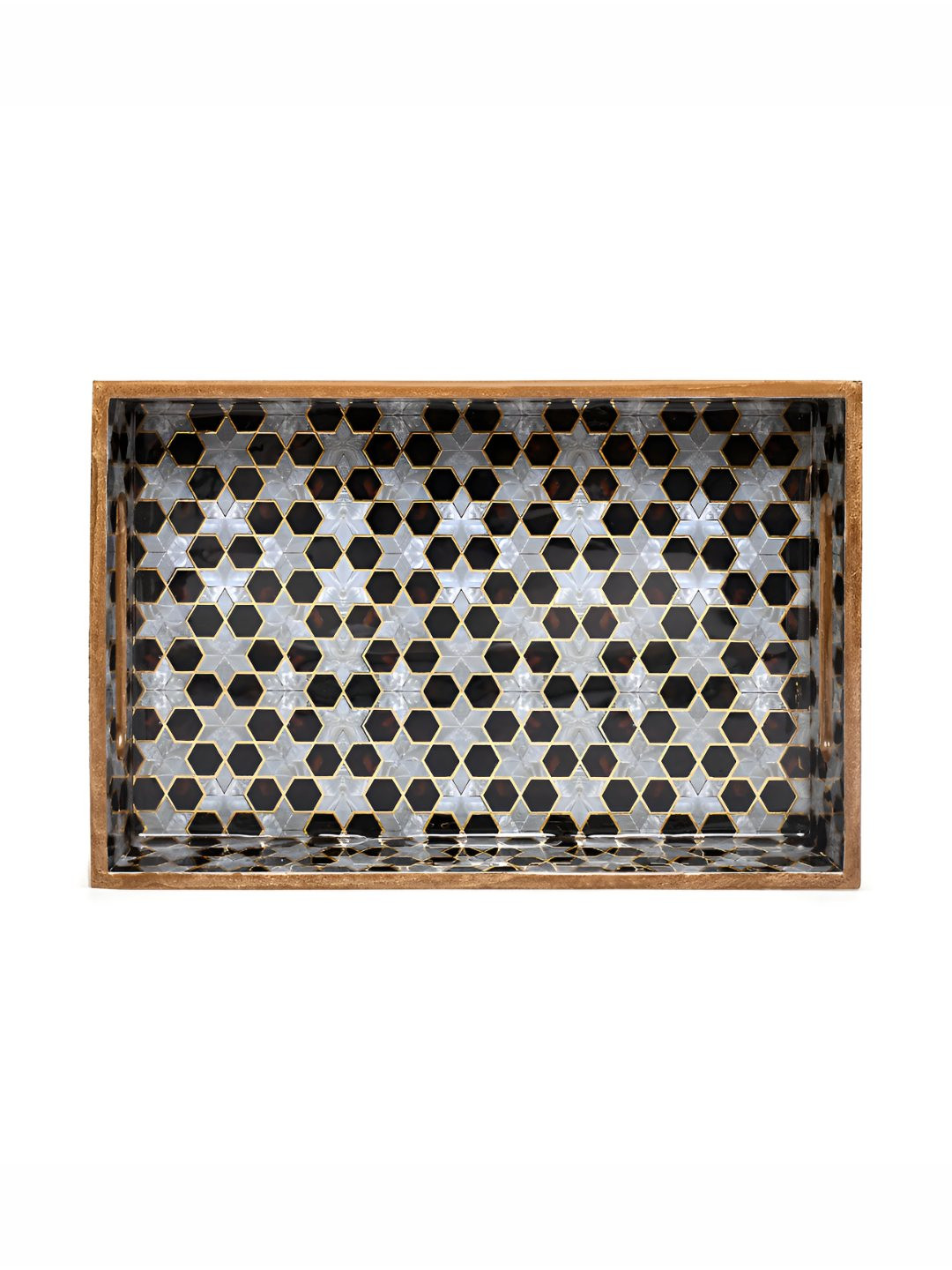 

THE HOME CO. Black & Grey Glass Printed Serving Tray