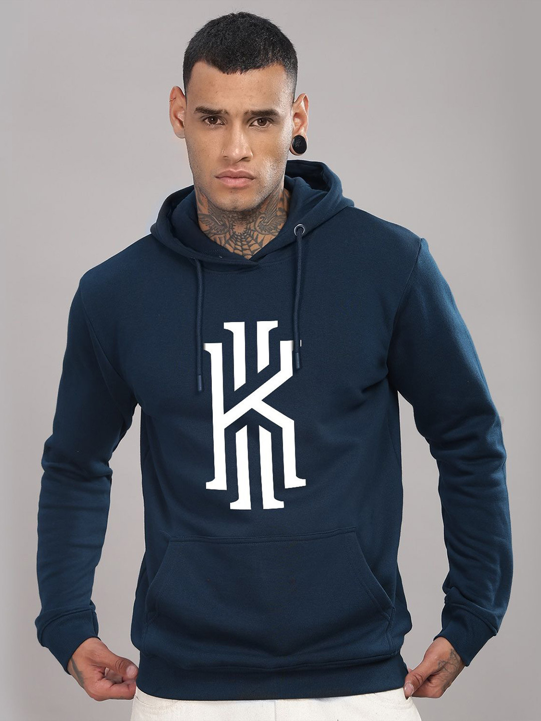 

ADRO Men Graphic Printed Hood Cotton Pullover Sweatshirt, Teal