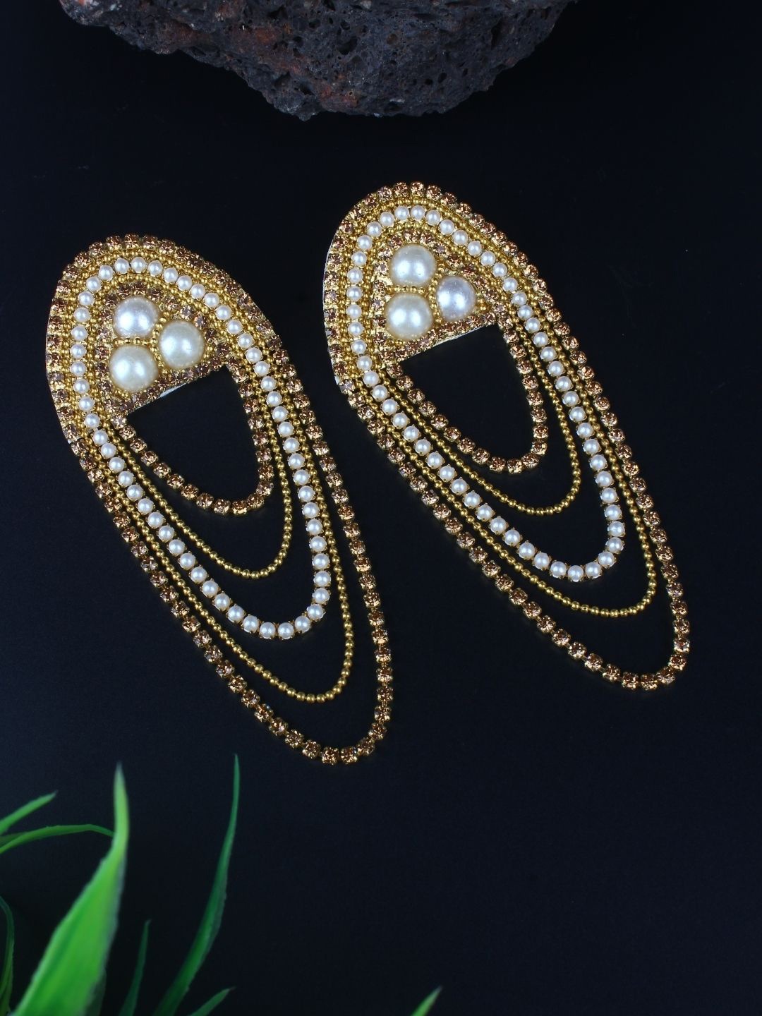 

KPOP Gold Plated Rhinestone Contemporary Drop Earrings