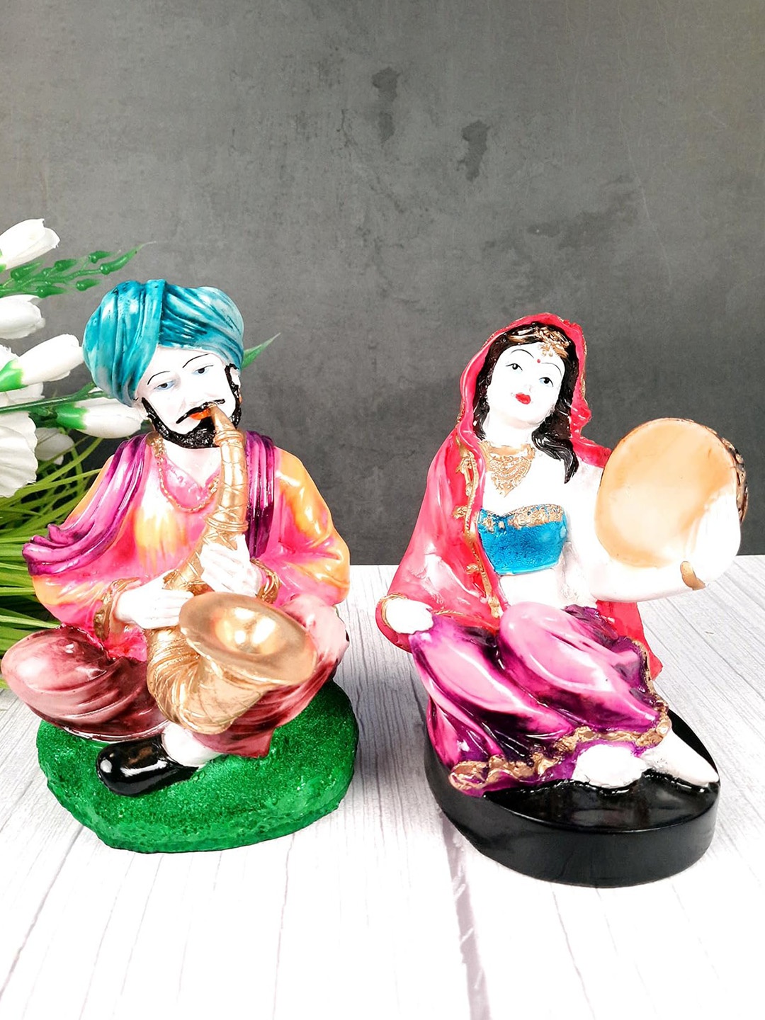 

apka mart Pink & Blue 2 Pieces Figurine Showpieces
