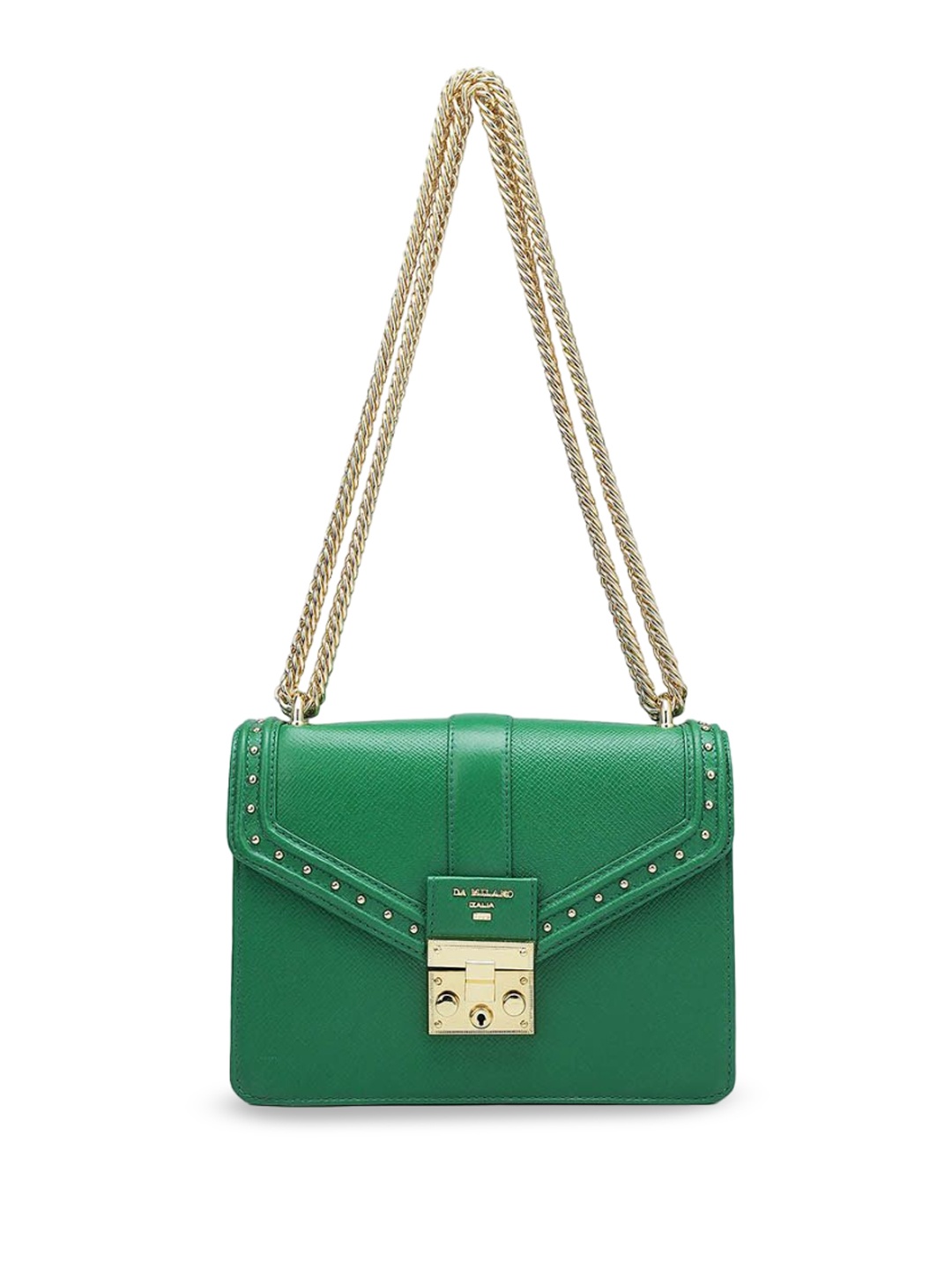 

Da Milano Women Textured Leather Structured Shoulder Bag, Green