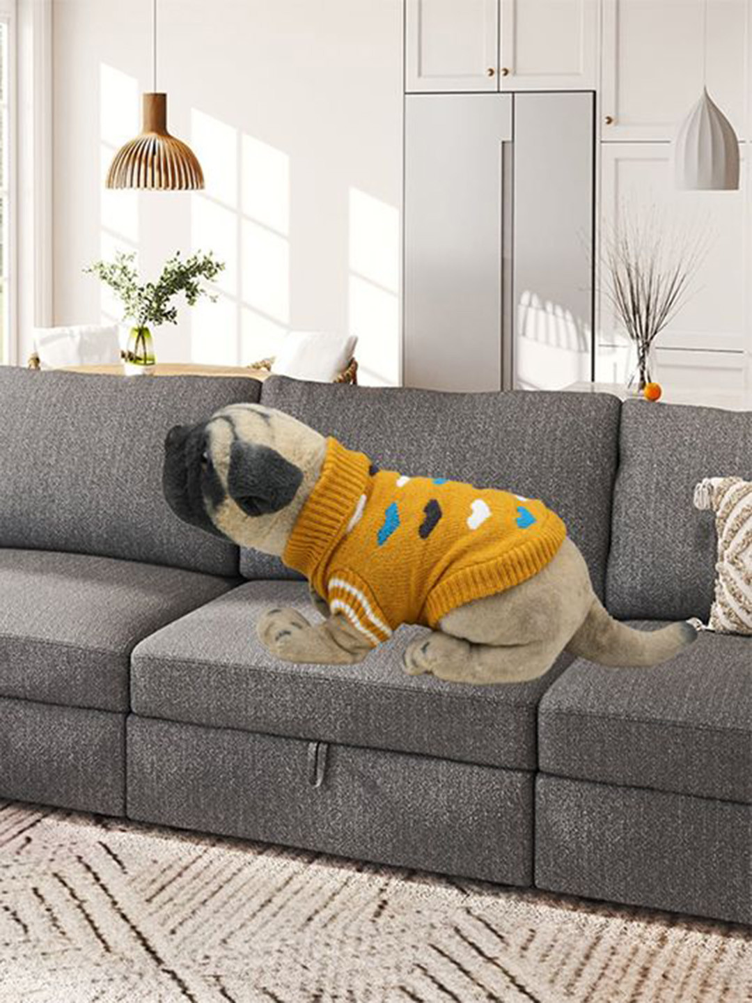 

Lulala Turtle Neck Printed Stretchable Dog Sweater, Yellow
