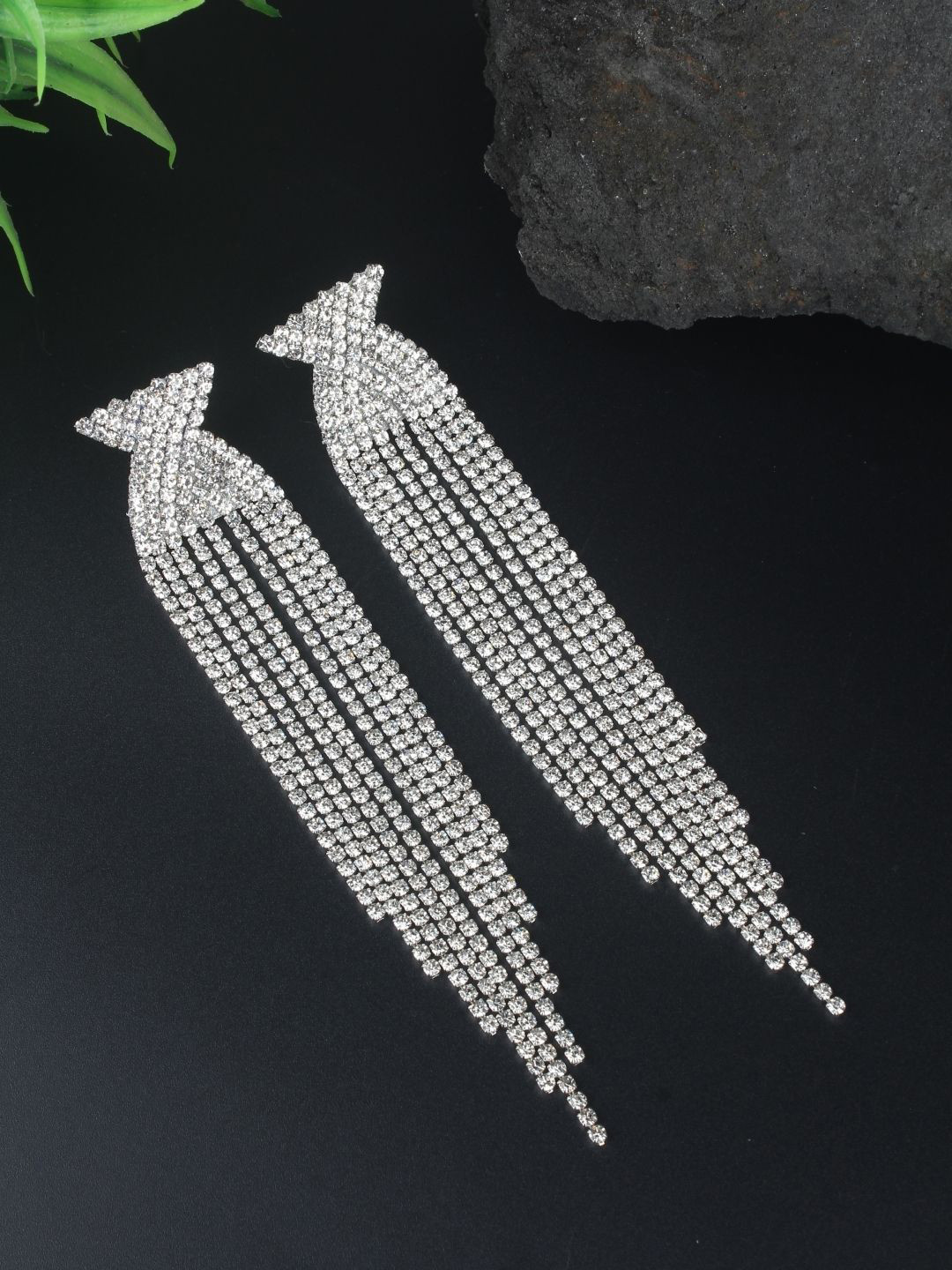 

KPOP Contemporary Drop Earrings, Silver