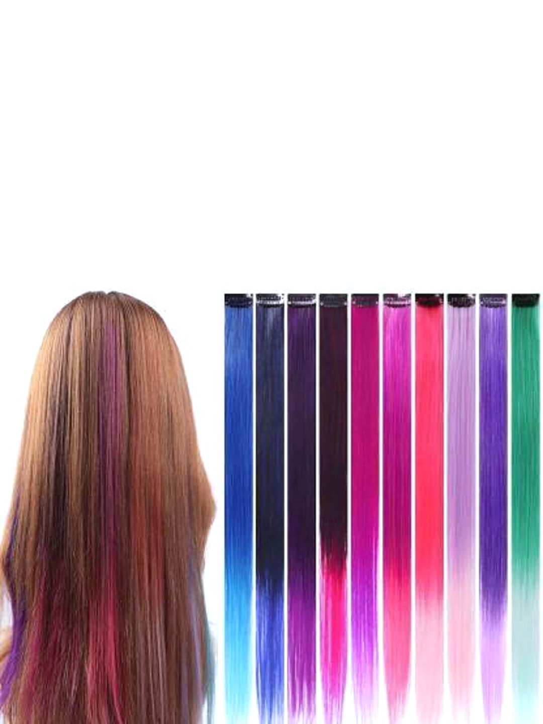 

HAVEREAM 10 Clip-In Wavy Coloured Strand Hair Extension - Multicolour - 24 Inch, Multi
