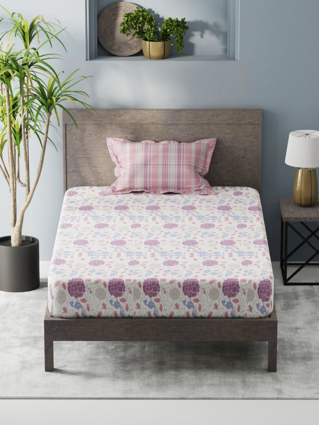 

KOPA Denim White Microfiber 200 TC Single Bedsheet with 1 Pillow Cover 1.50 m X 2.24 m