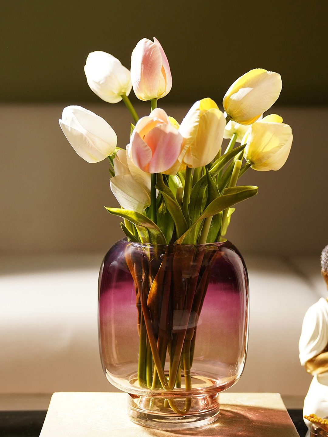 

Pure Home and Living Red & Brown Ombre Glass Vase